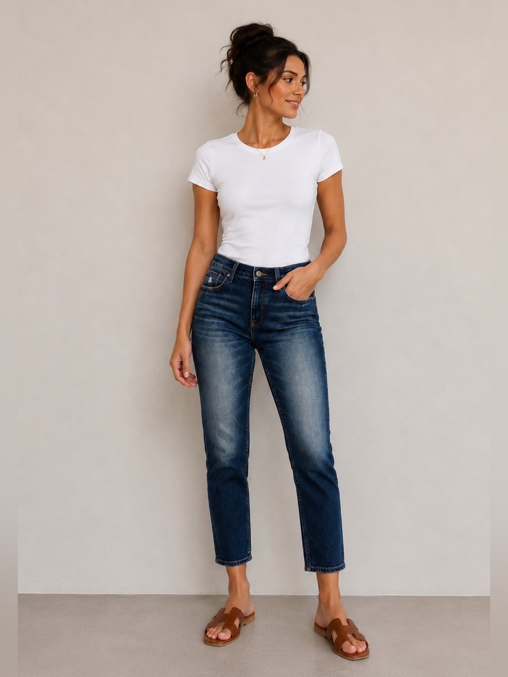 Vigoss High Rise Frankie Slim Straight Leg Jeans Dark Wash Size 26